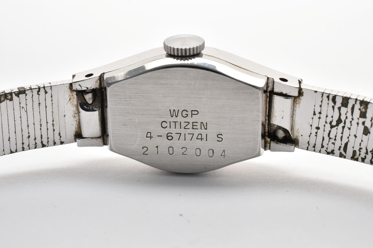 美品 CITIZEN シチズン 4-671741S 手巻き 21石 ホワイト文字盤 WGP ホワイトゴールドメッキ カクテルウォッチ ヴィンテージ 1970年代 レディース 腕時計 稼働品