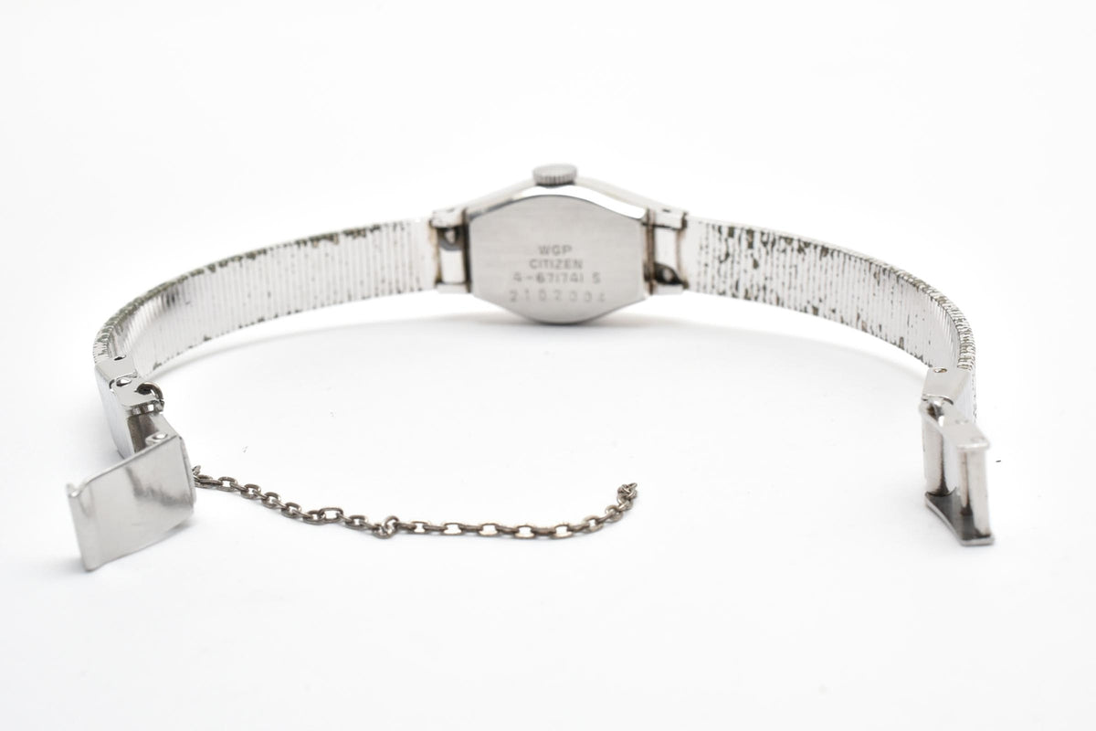 美品 CITIZEN シチズン 4-671741S 手巻き 21石 ホワイト文字盤 WGP ホワイトゴールドメッキ カクテルウォッチ ヴィンテージ 1970年代 レディース 腕時計 稼働品