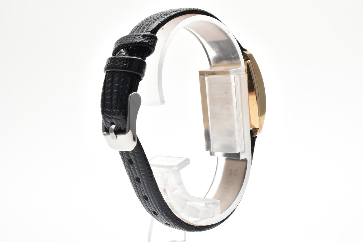 美品 SEIKO セイコー 17-7070 手巻き ブルー文字盤 GOLD FILLED 金張り トノー カクテルウォッチ レザーベルト ヴィンテージ 1970年代 レディース 腕時計 稼働品