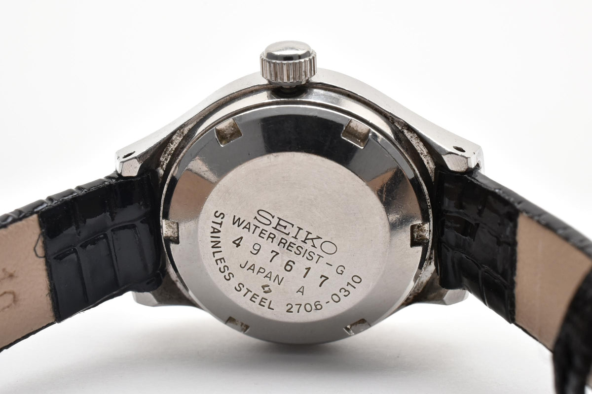 美品 SEIKO セイコー 2706-0310 自動巻き デイデイト ブルー文字盤 ステンレス レザーベルト ヴィンテージ 1974年 レディース 腕時計 稼働品