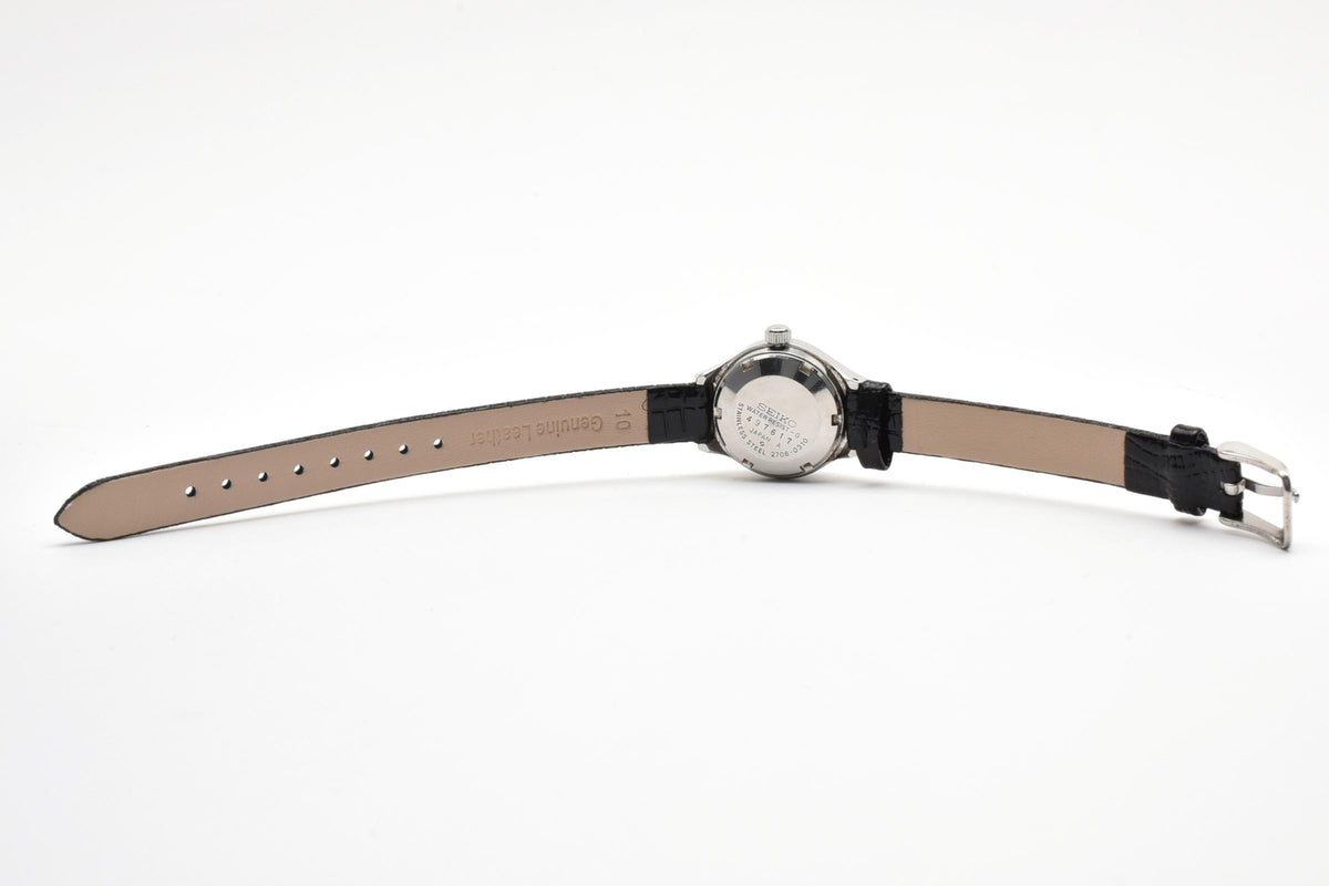 美品 SEIKO セイコー 2706-0310 自動巻き デイデイト ブルー文字盤 ステンレス レザーベルト ヴィンテージ 1974年 レディース 腕時計 稼働品