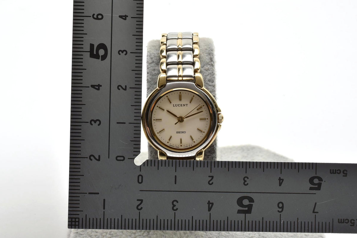 美品 SEIKO セイコー ルーセント 4N21-0610 クォーツ コンビ クリーム文字盤 1990年代 レディース 腕時計 稼働品