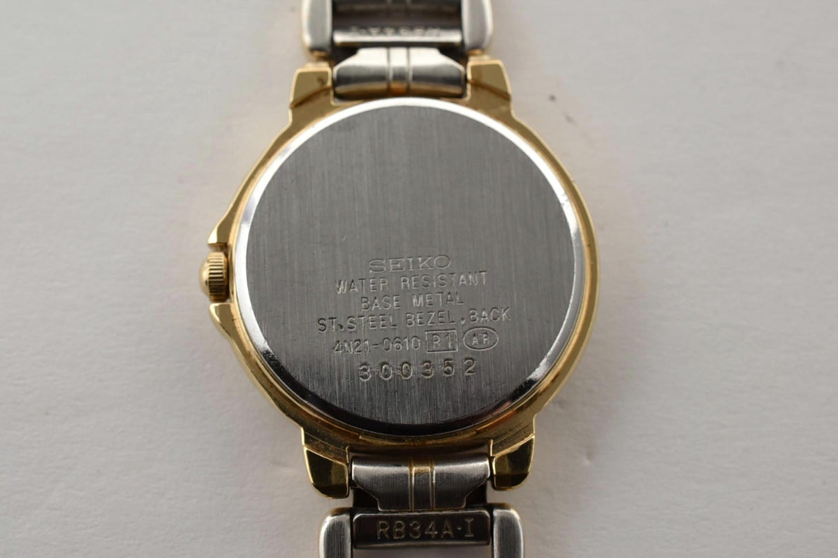 美品 SEIKO セイコー ルーセント 4N21-0610 クォーツ コンビ クリーム文字盤 1990年代 レディース 腕時計 稼働品