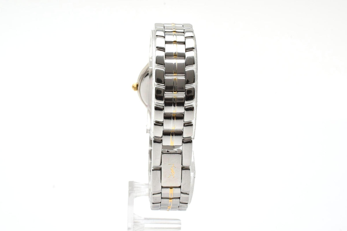 美品 Yves Saint Laurent イヴ・サンローラン 5420-F44557Y クォーツ コンビ ブラック文字盤 ローマ数字 レディース 腕時計 稼働品