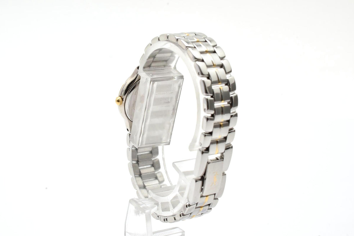 美品 Yves Saint Laurent イヴ・サンローラン 5420-F44557Y クォーツ コンビ ブラック文字盤 ローマ数字 レディース 腕時計 稼働品