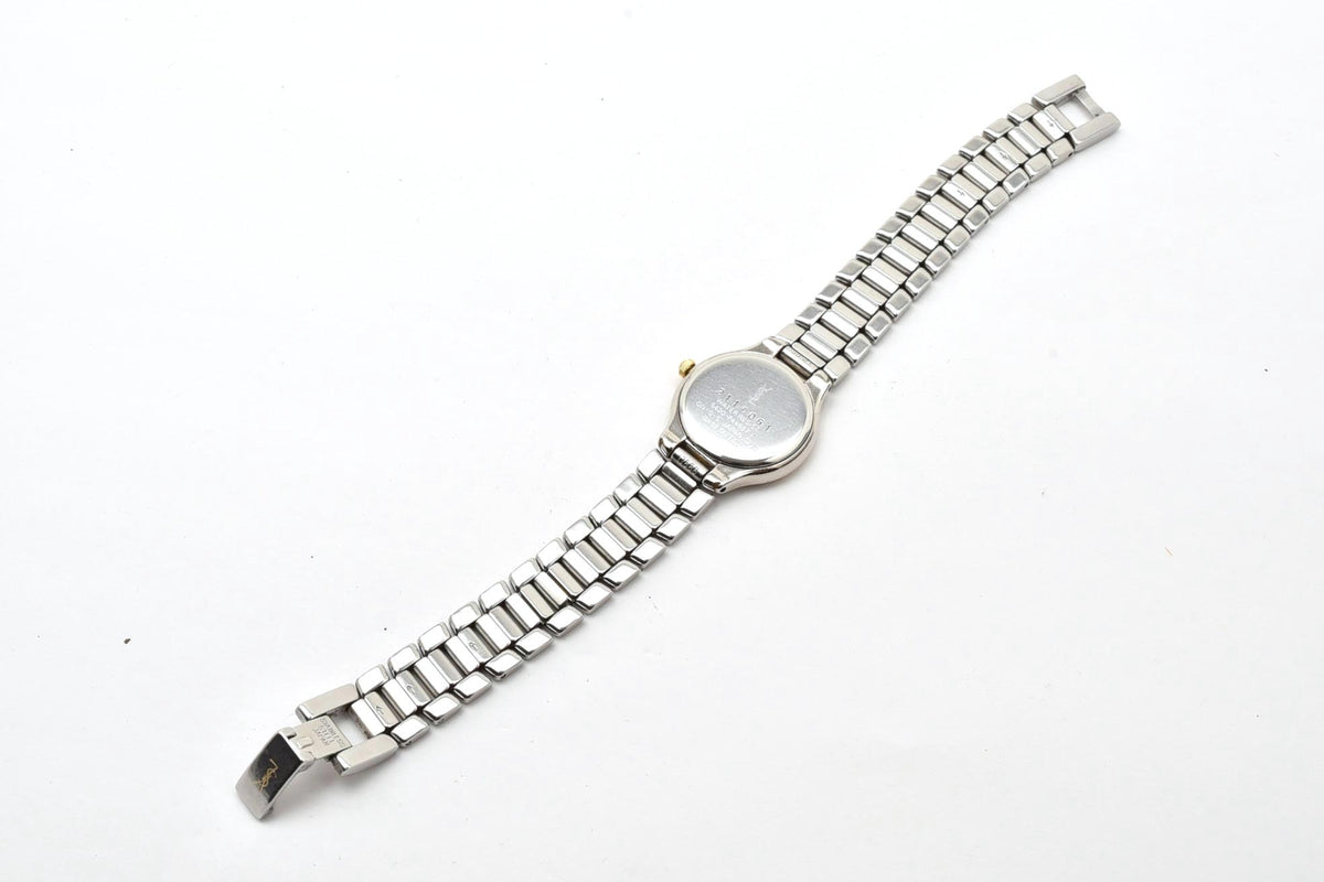 美品 Yves Saint Laurent イヴ・サンローラン 5420-F44557Y クォーツ コンビ ブラック文字盤 ローマ数字 レディース 腕時計 稼働品