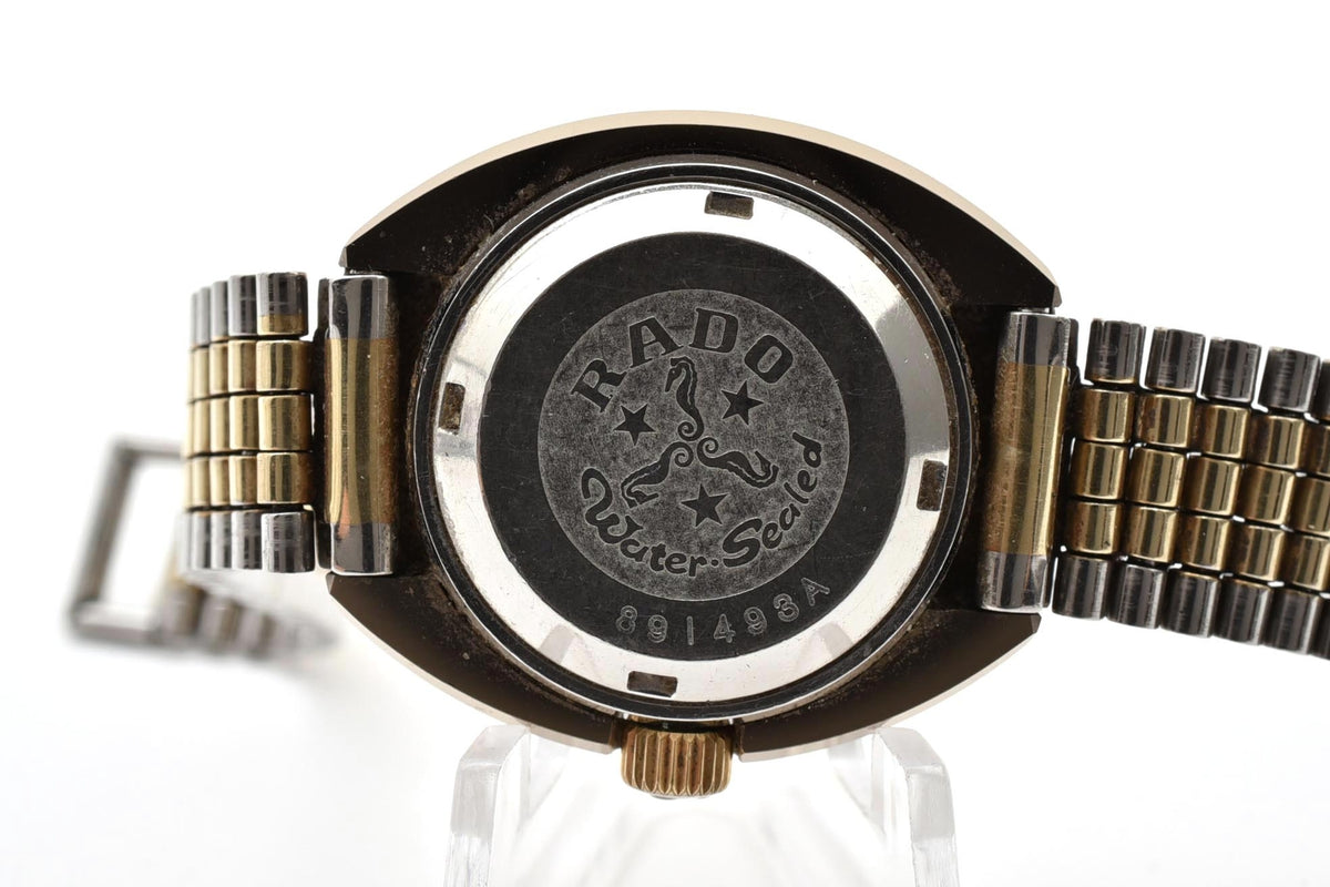 美品 RADO ラドー バルボア 891493A 自動巻き デイト シルバー文字盤 ゴールドカラー コンビブレス トノー スイス製 ヴィンテージ 1970年代 レディース 腕時計 稼働品
