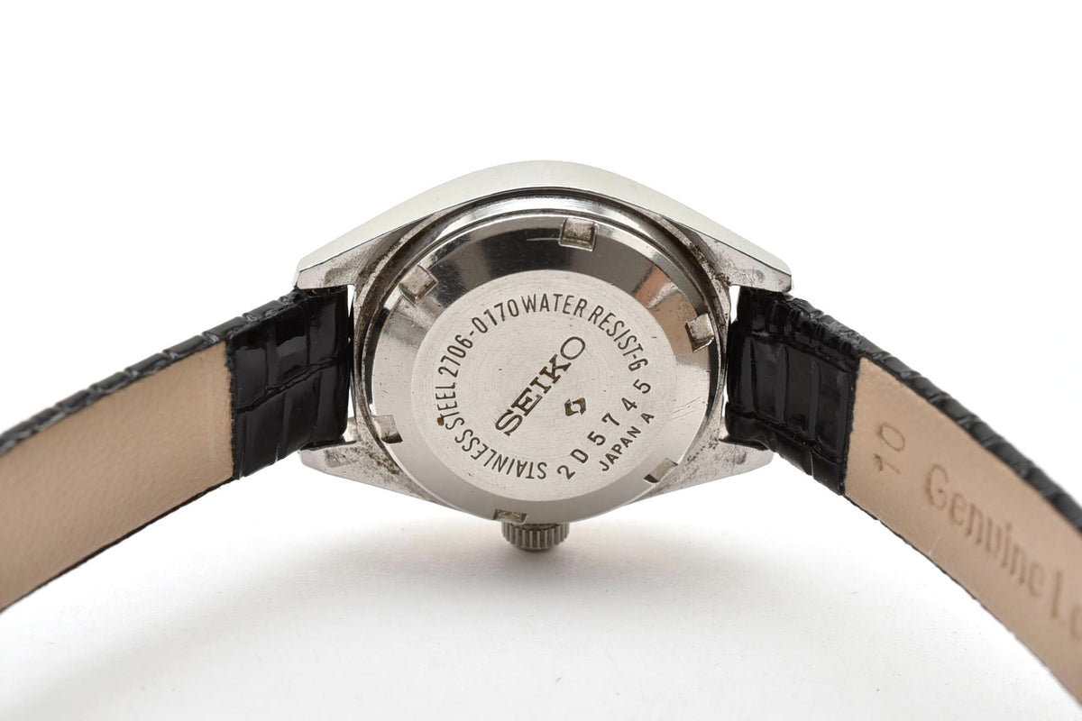 美品 SEIKO セイコー 2706-0170 自動巻き 21石 デイデイト ブルー文字盤 ステンレス レザーベルト ヴィンテージ 1972年 レディース 腕時計 稼働品