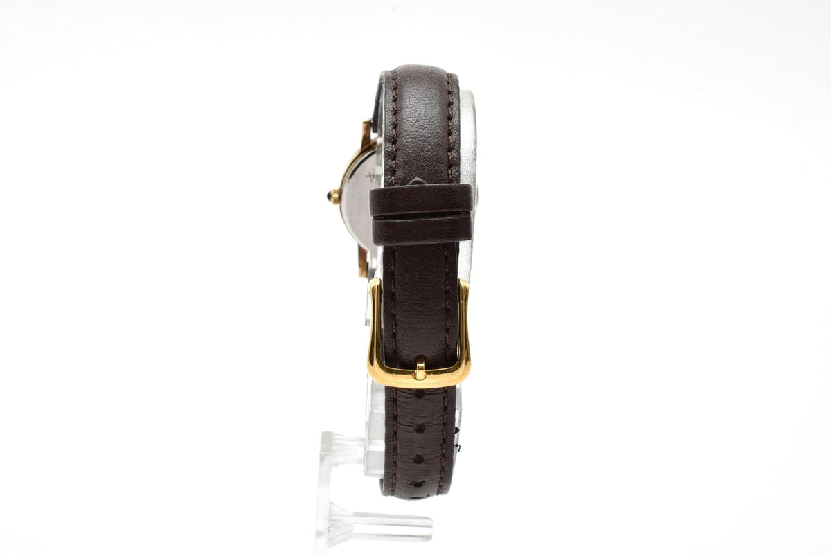 美品 SEIKO セイコー エクセリーヌ 4N21-0180 クォーツ ゴールドカラー シャンパン文字盤 レザーベルト 記念刻印 1990年代 レディース 腕時計 稼働品