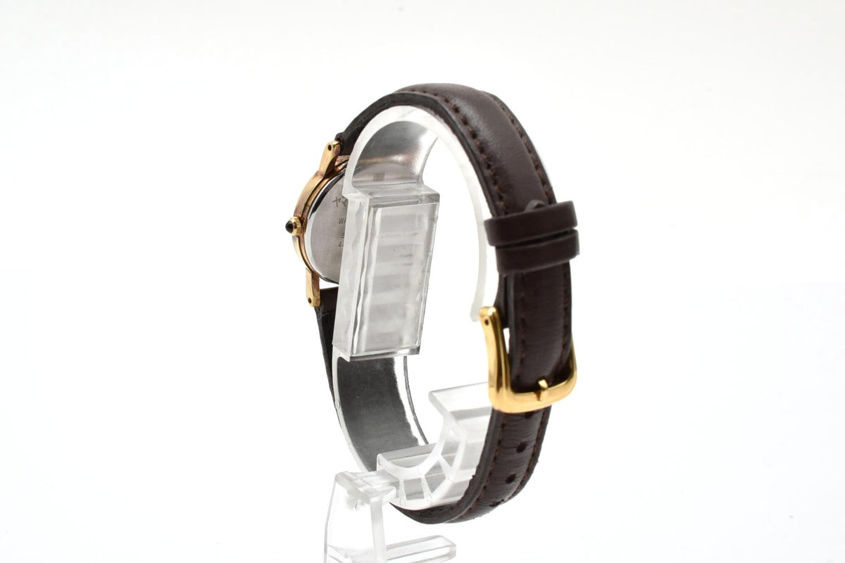 美品 SEIKO セイコー エクセリーヌ 4N21-0180 クォーツ ゴールドカラー シャンパン文字盤 レザーベルト 記念刻印 1990年代 レディース 腕時計 稼働品
