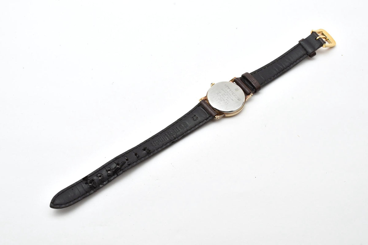 美品 SEIKO セイコー エクセリーヌ 4N21-0180 クォーツ ゴールドカラー シャンパン文字盤 レザーベルト 記念刻印 1990年代 レディース 腕時計 稼働品