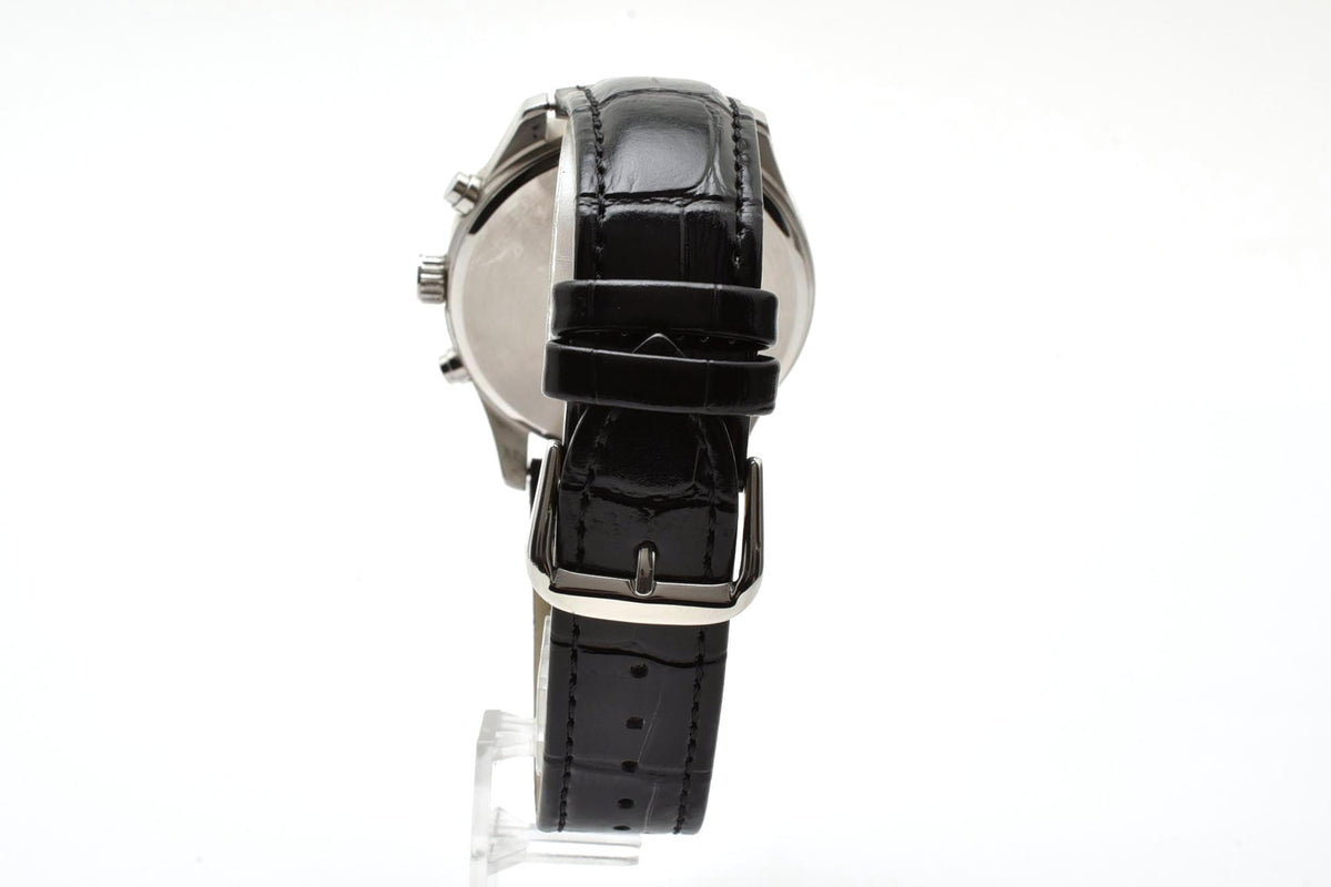 美品 CITIZEN シチズン クロノグラフ 0520-S094127 クォーツ パンダ文字盤 タキメーター デイト ステンレス レザーベルト 5気圧防水 メンズ 腕時計 稼働品