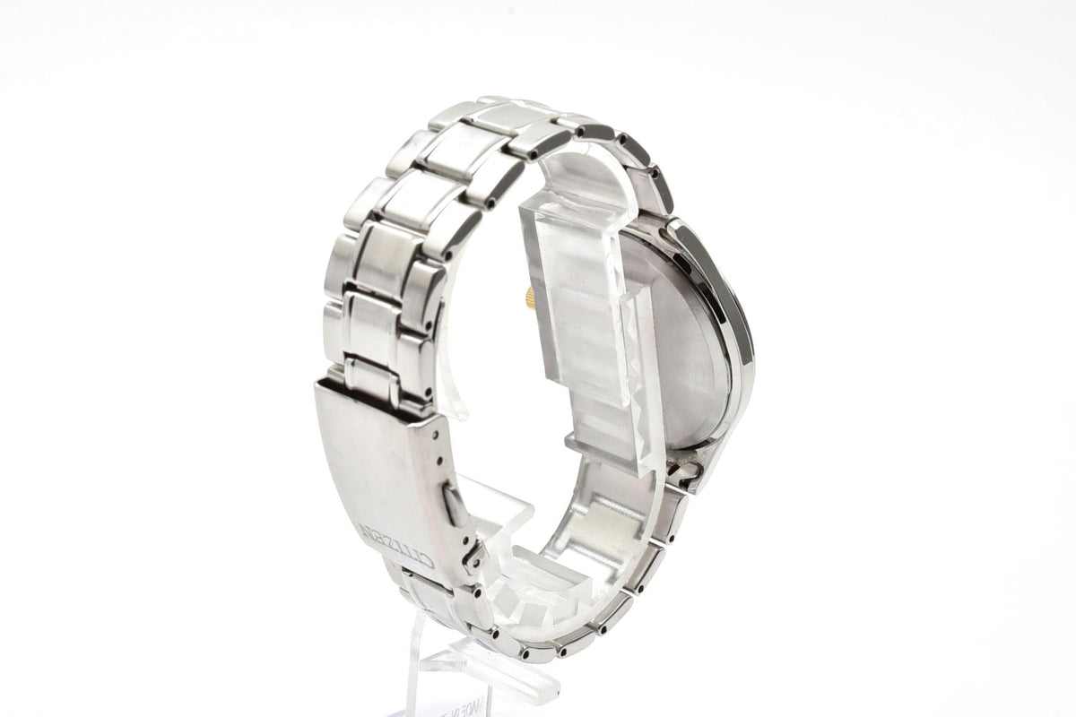 美品 CITIZEN シチズン エコドライブ E031-S048419 ソーラー 薄型 ステンレス アイボリー文字盤 ドレスウォッチ メンズ 腕時計 稼働品