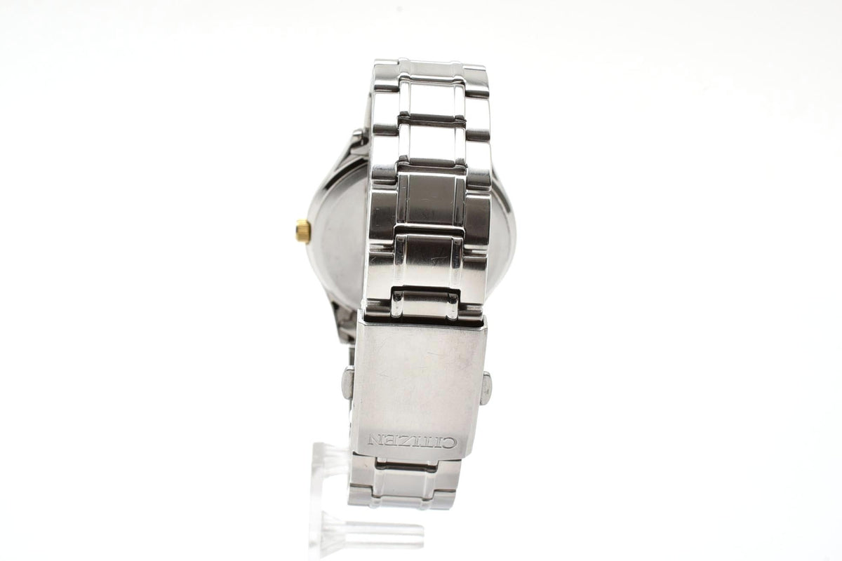 美品 CITIZEN シチズン エコドライブ E031-S048419 ソーラー 薄型 ステンレス アイボリー文字盤 ドレスウォッチ メンズ 腕時計 稼働品