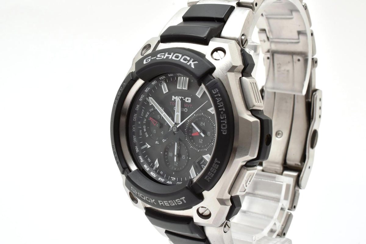 美品 CASIO カシオ G-SHOCK MT-G MTG-1200 タフソーラー 電波 マルチバンド6 クロノグラフ ステンレス 樹脂 コンポジット 20気圧防水 メンズ 腕時計 稼働品