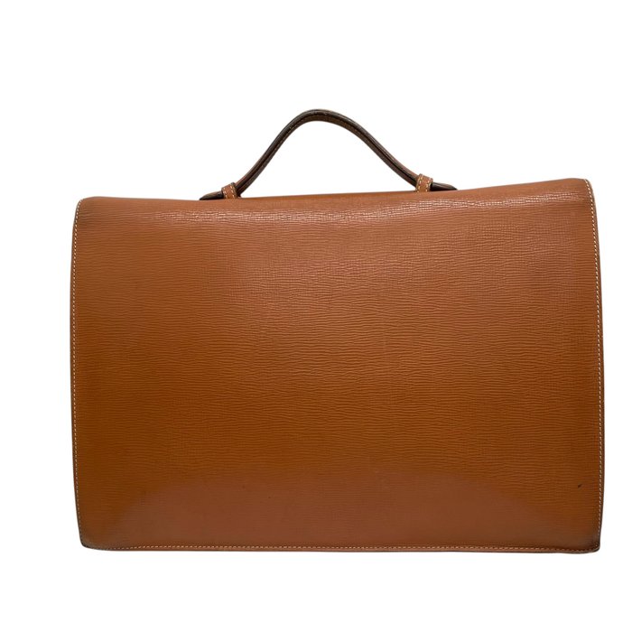 LOEWE ロエベ アナグラム エンボス レザー ビジネスバッグ ブリーフケース ブラウン ゴールド金具 ヴィンテージ k13