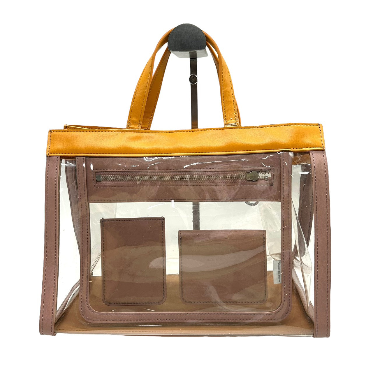 サマンサタバサ Samantha Thavasa トートバッグ クリア PVC レザー イエロー ベージュ×マスタード インナーポーチ付き S60