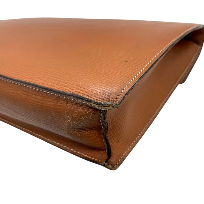 LOEWE ロエベ アナグラム エンボス レザー ビジネスバッグ ブリーフケース ブラウン ゴールド金具 ヴィンテージ k13