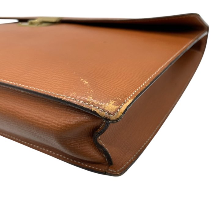 LOEWE ロエベ アナグラム エンボス レザー ビジネスバッグ ブリーフケース ブラウン ゴールド金具 ヴィンテージ k13