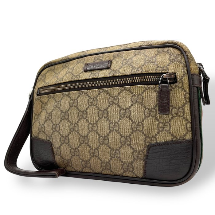 GUCCI グッチ GGスプリーム PVC レザー クラッチバッグ シェリーライン ベージュ ブラウン 152599 セカンドバッグ メンズ K4