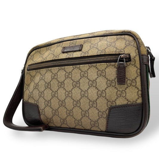 GUCCI グッチ GGスプリーム PVC レザー クラッチバッグ シェリーライン ベージュ ブラウン 152599 セカンドバッグ メンズ K4
