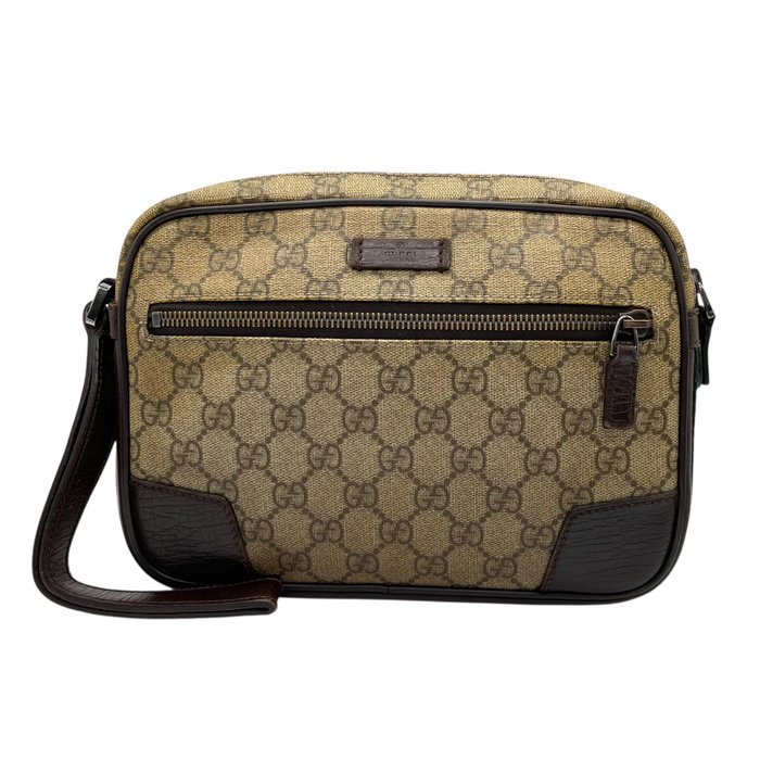GUCCI グッチ GGスプリーム PVC レザー クラッチバッグ シェリーライン ベージュ ブラウン 152599 セカンドバッグ メンズ K4