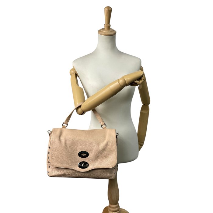 Zanellato ザネラート ポスティーナ レザー 2WAY ハンドバッグ ショルダーバッグ ピンクベージュ ターンロック シルバー金具 レディース Z4