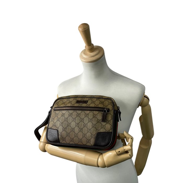 GUCCI グッチ GGスプリーム PVC レザー クラッチバッグ シェリーライン ベージュ ブラウン 152599 セカンドバッグ メンズ K4