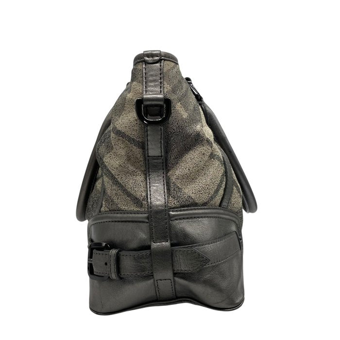 Burberry バーバリー ノバチェック キャンバス レザー 2WAY トートバッグ ショルダーバッグ グレージュ グレー ブラック金具 レディース A