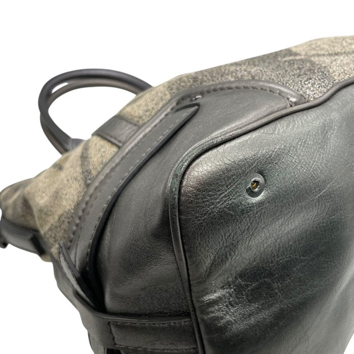 Burberry バーバリー ノバチェック キャンバス レザー 2WAY トートバッグ ショルダーバッグ グレージュ グレー ブラック金具 レディース A