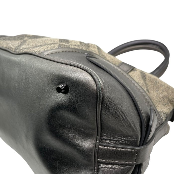 Burberry バーバリー ノバチェック キャンバス レザー 2WAY トートバッグ ショルダーバッグ グレージュ グレー ブラック金具 レディース A