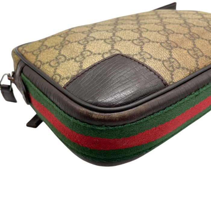 GUCCI グッチ GGスプリーム PVC レザー クラッチバッグ シェリーライン ベージュ ブラウン 152599 セカンドバッグ メンズ K4