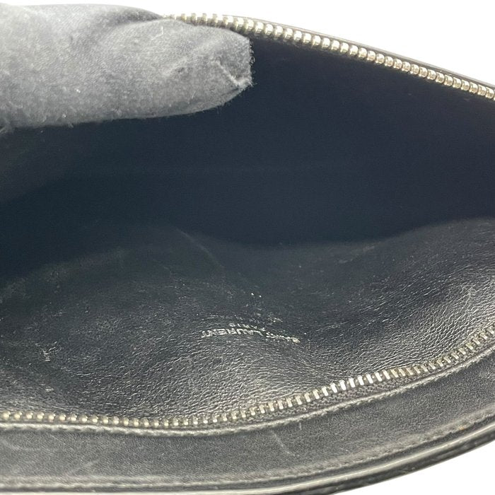 Saint Laurent Paris サンローラン パリ レザー クラッチバッグ ブラック シルバー金具 397294 セカンドバッグ メンズ レディース D7
