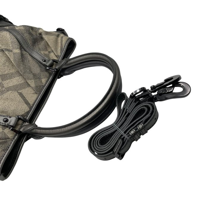 Burberry バーバリー ノバチェック キャンバス レザー 2WAY トートバッグ ショルダーバッグ グレージュ グレー ブラック金具 レディース A