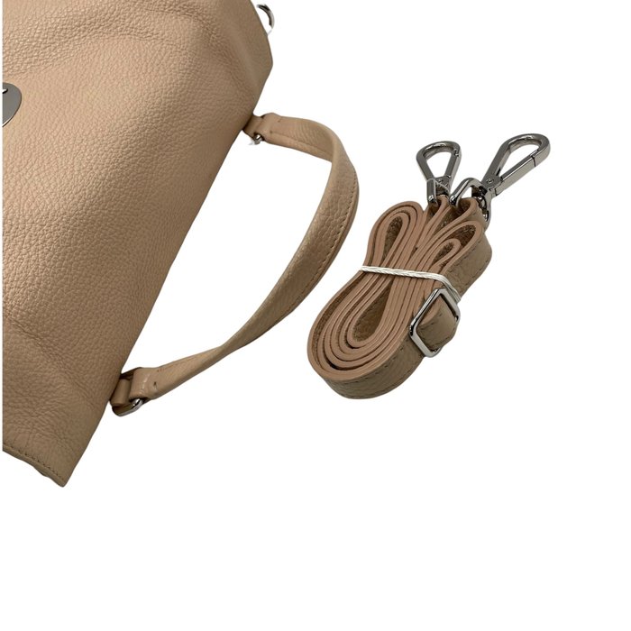 Zanellato ザネラート ポスティーナ レザー 2WAY ハンドバッグ ショルダーバッグ ピンクベージュ ターンロック シルバー金具 レディース Z4