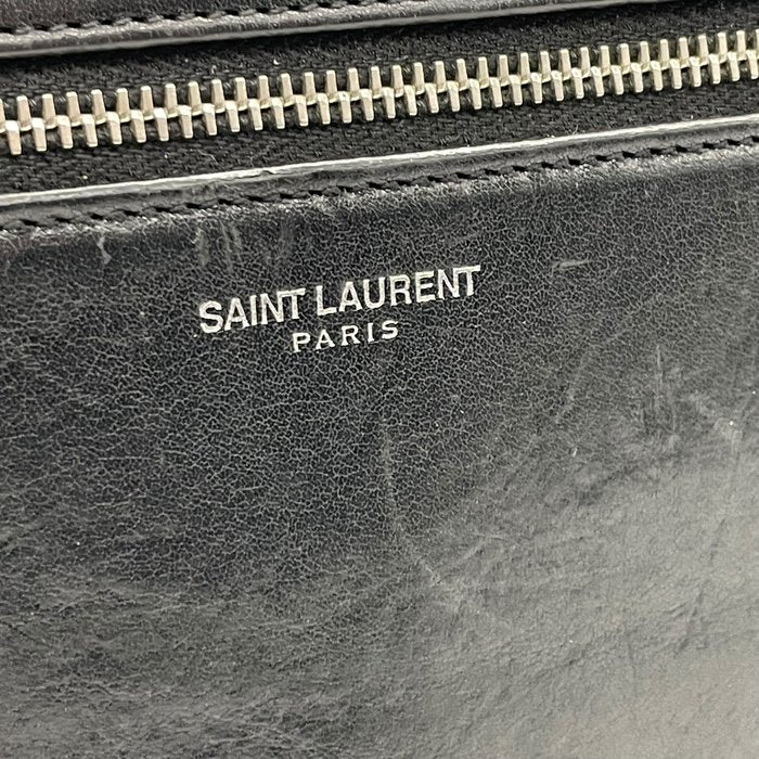 Saint Laurent Paris サンローラン パリ レザー クラッチバッグ ブラック シルバー金具 397294 セカンドバッグ メンズ レディース D7