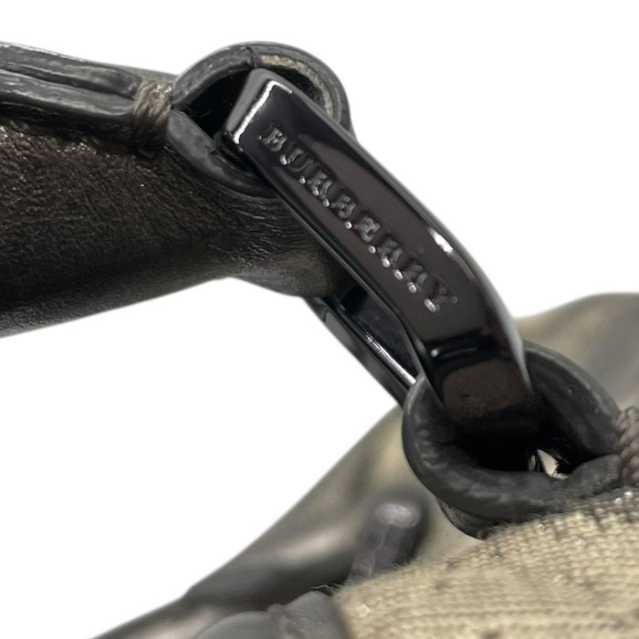 Burberry バーバリー ノバチェック キャンバス レザー 2WAY トートバッグ ショルダーバッグ グレージュ グレー ブラック金具 レディース A