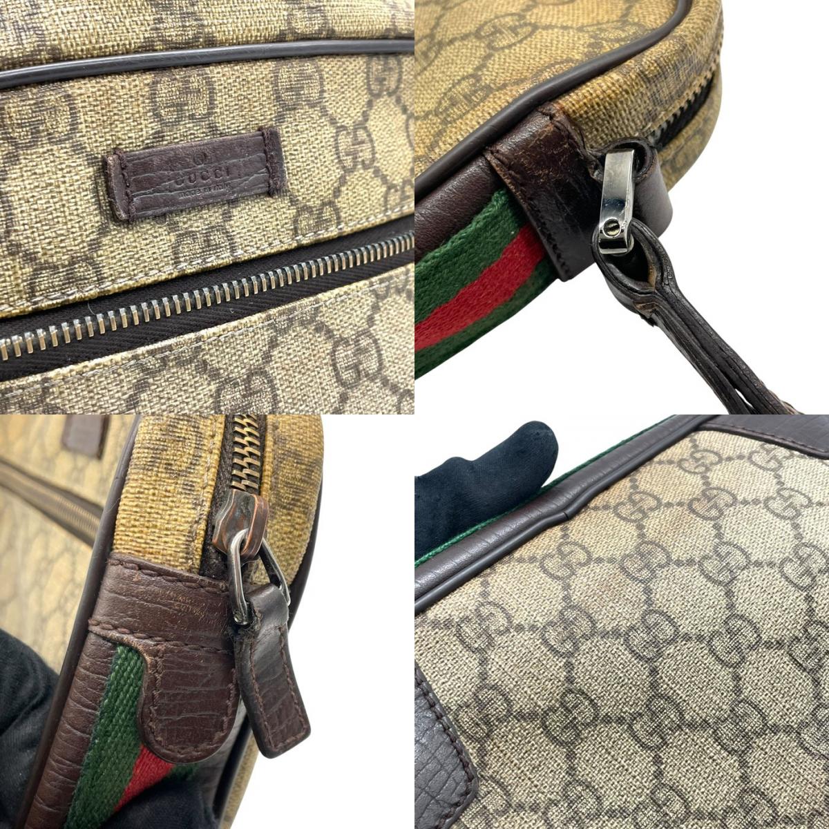 GUCCI グッチ GGスプリーム PVC レザー クラッチバッグ シェリーライン ベージュ ブラウン 152599 セカンドバッグ メンズ K4