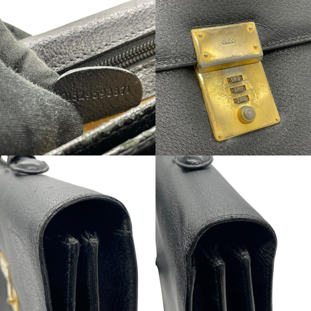 GUCCI グッチ レザー ビジネスバッグ アタッシュケース ダレスバッグ ブラック ゴールド金具 ブリーフケース クラシック メンズ B