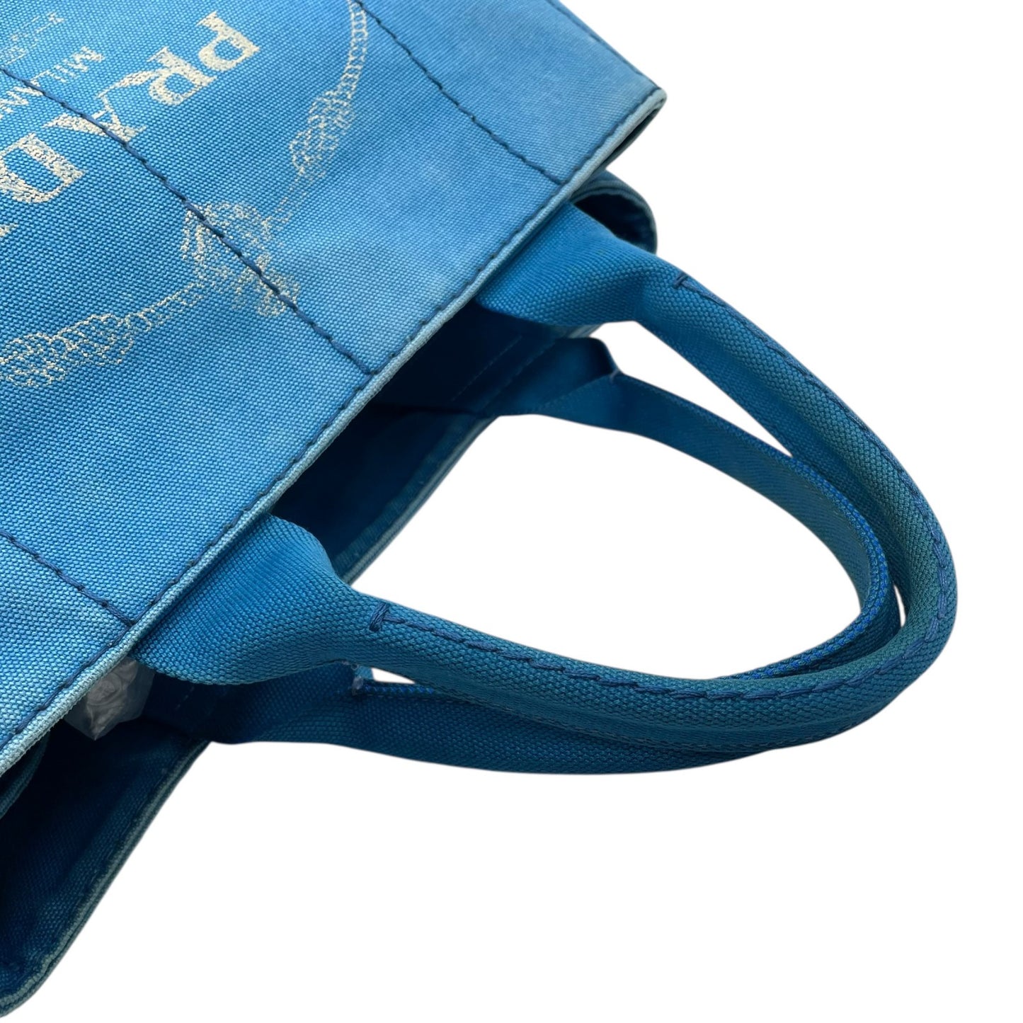 プラダ PRADA カナパ CANAPA トートバッグ ハンドバッグ キャンバス ライトブルー 青 アズーロ AZZURRO ゴールド 金具 三角ロゴ トライアングルロゴ A4収納可 マザーズバッグ 大容量 カジュアル デイリー 通勤 通学 レディース E