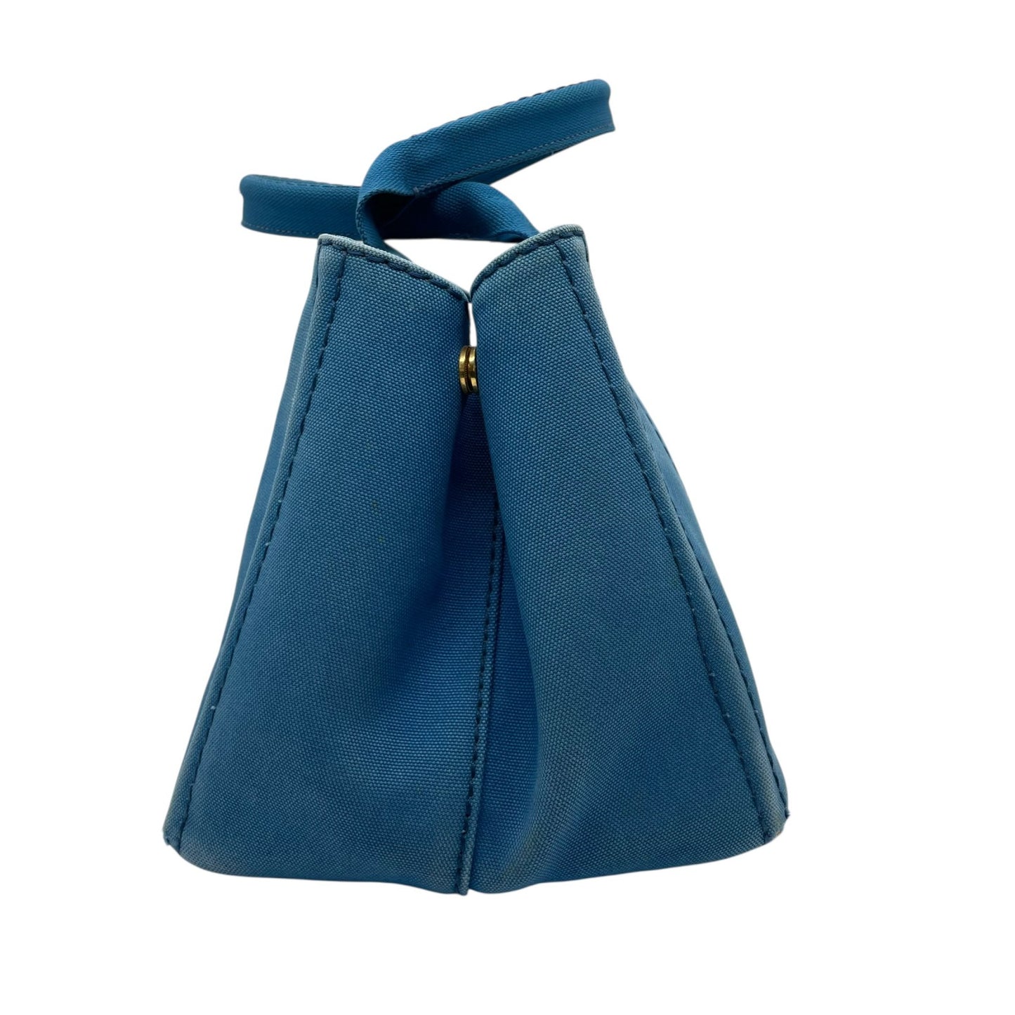 プラダ PRADA カナパ CANAPA トートバッグ ハンドバッグ キャンバス ライトブルー 青 アズーロ AZZURRO ゴールド 金具 三角ロゴ トライアングルロゴ A4収納可 マザーズバッグ 大容量 カジュアル デイリー 通勤 通学 レディース E