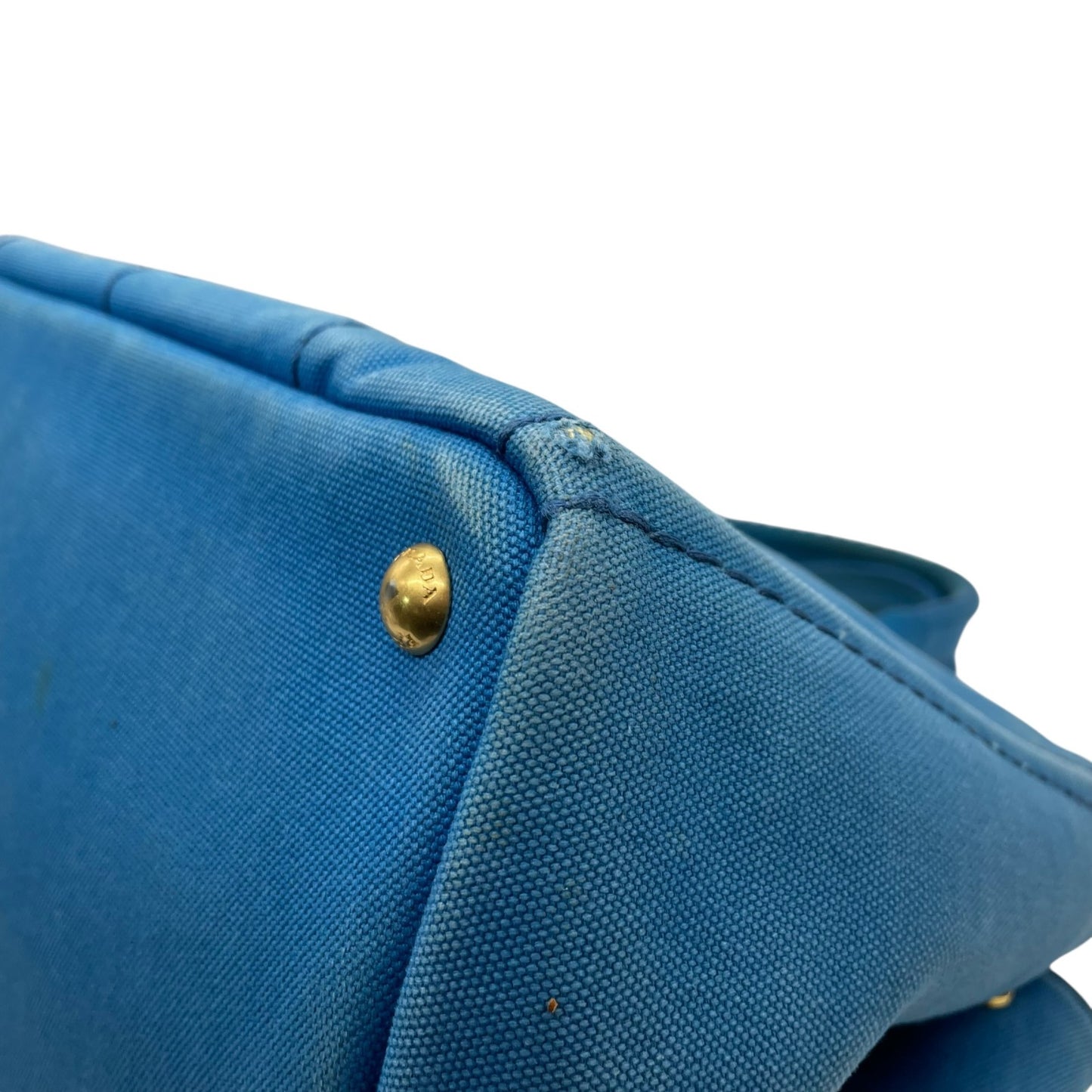 プラダ PRADA カナパ CANAPA トートバッグ ハンドバッグ キャンバス ライトブルー 青 アズーロ AZZURRO ゴールド 金具 三角ロゴ トライアングルロゴ A4収納可 マザーズバッグ 大容量 カジュアル デイリー 通勤 通学 レディース E