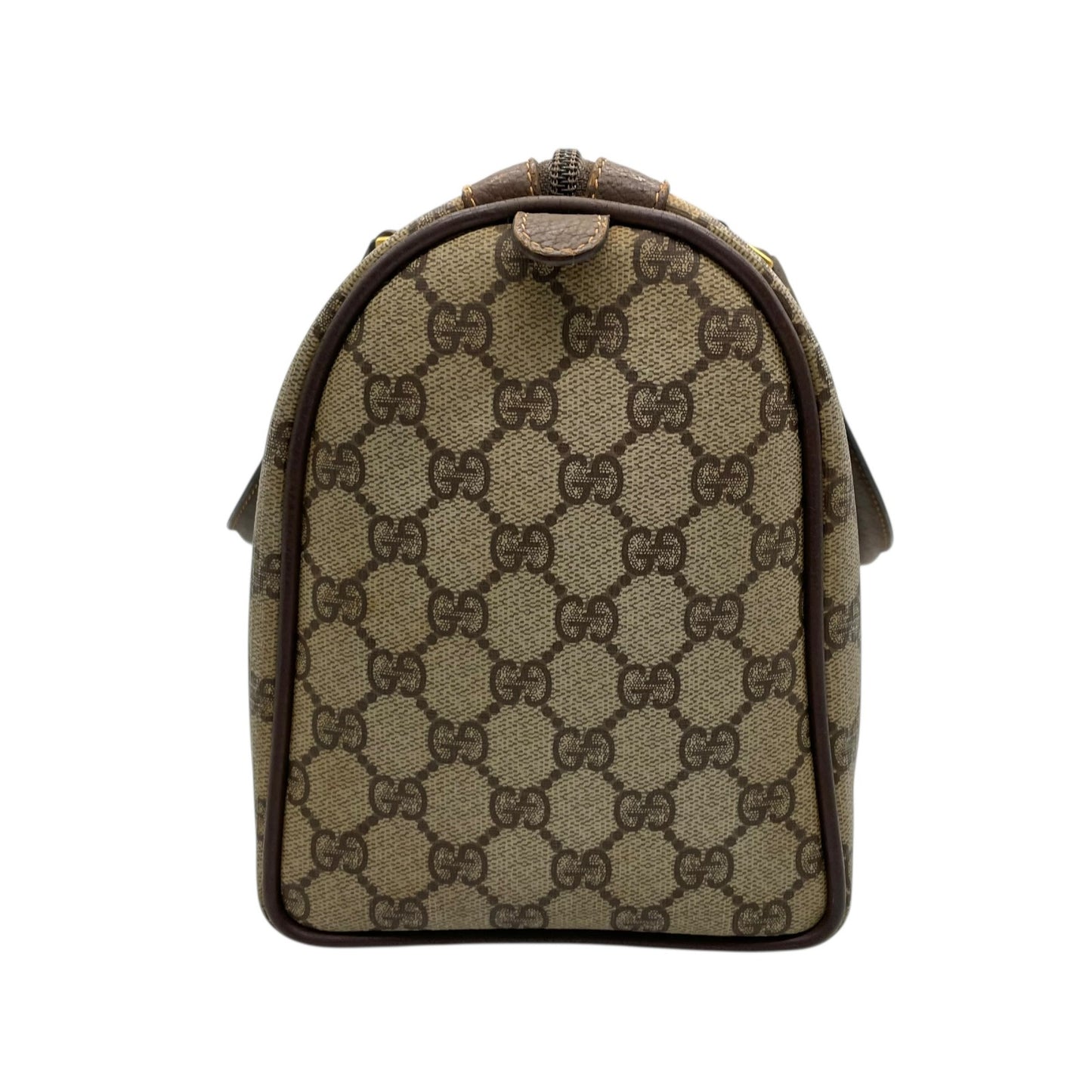 グッチ GUCCI オールドグッチ シェリーライン GGスプリーム ミニボストンバッグ PVC レザー ベージュ ブラウン ゴールド金具 ビンテージ クラシック エレガント 希少 レア イタリア製 インターロッキングGG ロゴ 自立可 レディース E