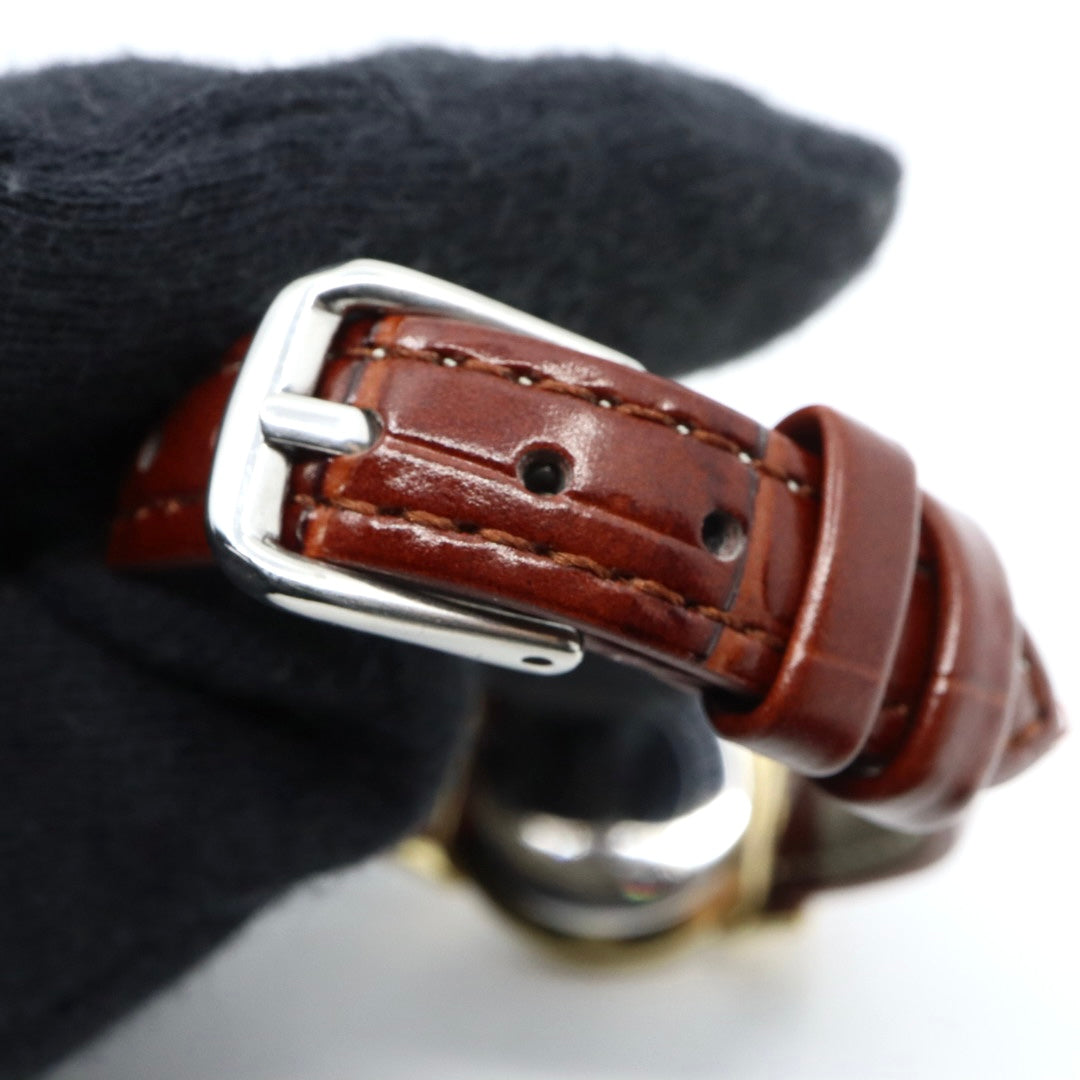 【電池交換済】美品 バリー BALLY 13.01 腕時計 レディース クオーツ アナログ ラウンド コンビカラー シルバー ゴールド ブラウンレザー 革ベルト アラビア数字 スイス製 ビンテージ クラシック 上品 G7