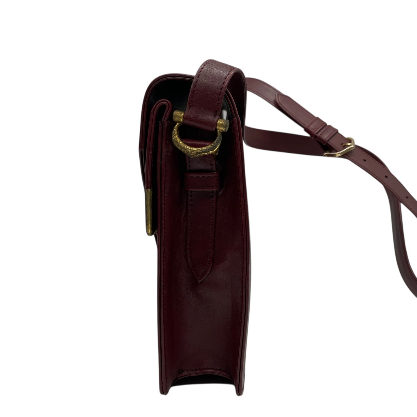 Cartier カルティエ Must de Cartier マストライン レザー ショルダーバッグ ダブルフラップ ボルドー ゴールド金具 クラシック レディース D3