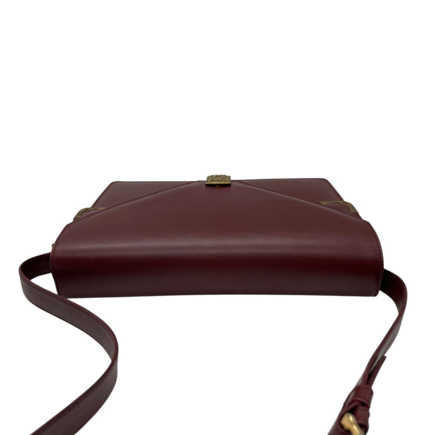 Cartier カルティエ Must de Cartier マストライン レザー ショルダーバッグ ダブルフラップ ボルドー ゴールド金具 クラシック レディース D3