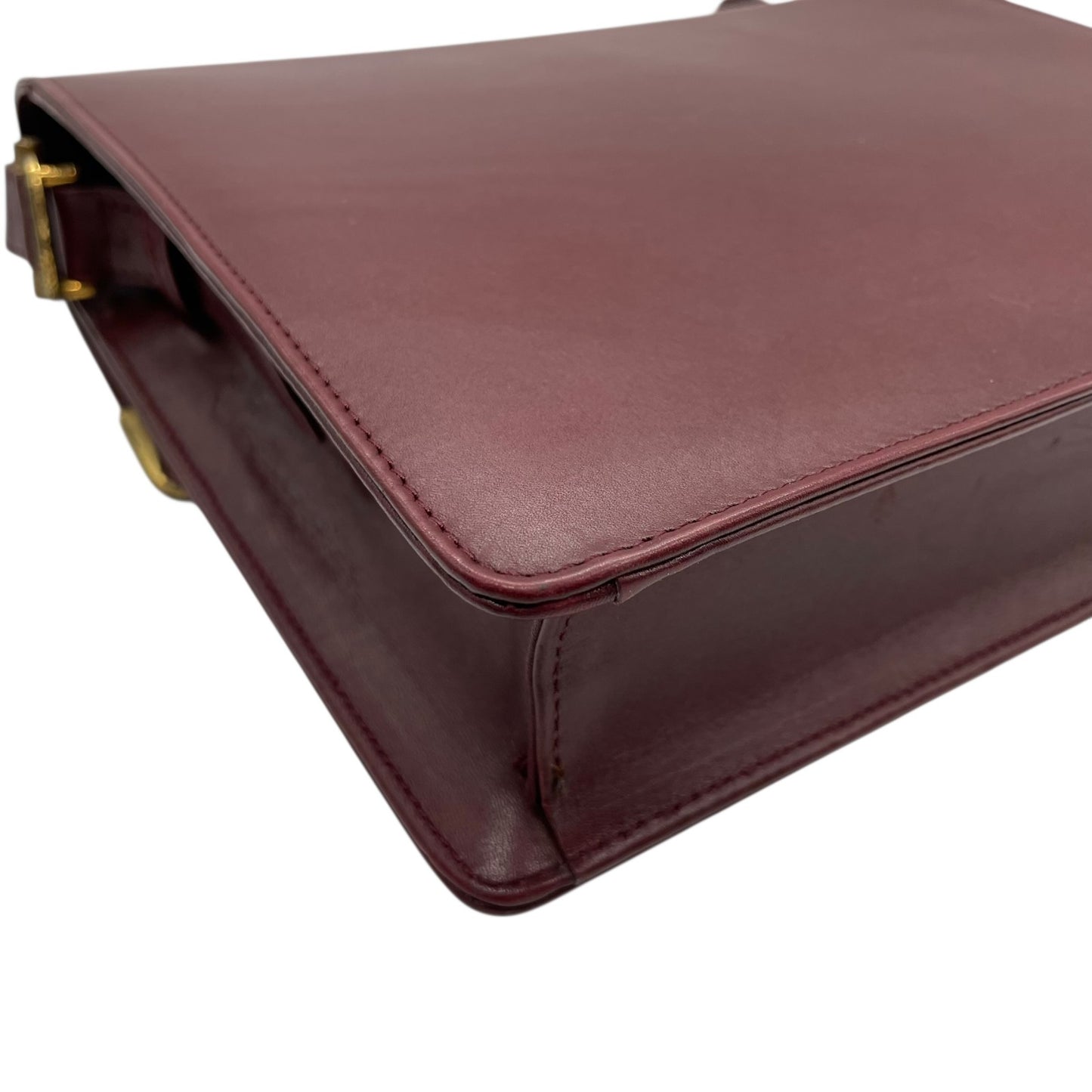 Cartier カルティエ Must de Cartier マストライン レザー ショルダーバッグ ダブルフラップ ボルドー ゴールド金具 クラシック レディース D3