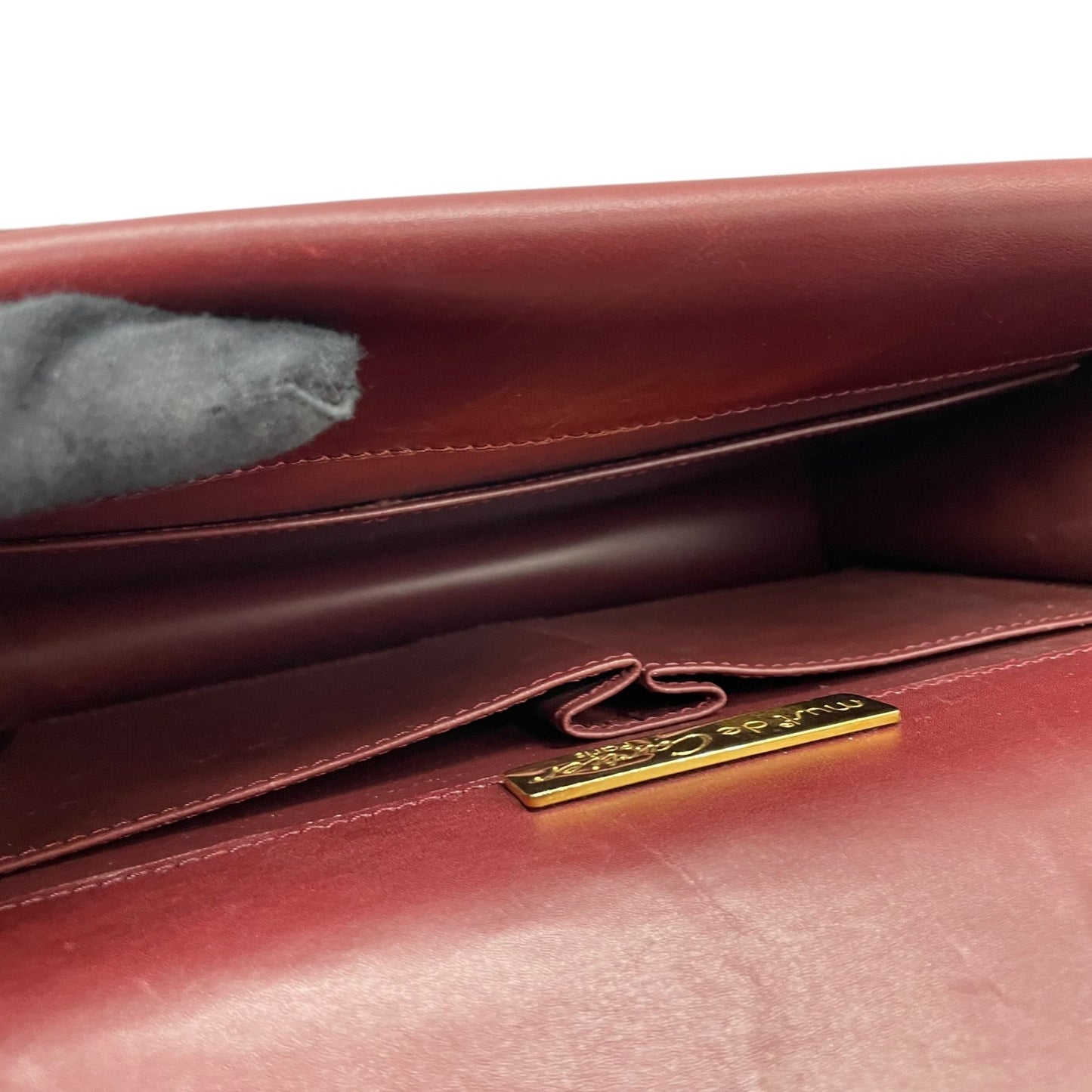 Cartier カルティエ Must de Cartier マストライン レザー ショルダーバッグ ダブルフラップ ボルドー ゴールド金具 クラシック レディース D3