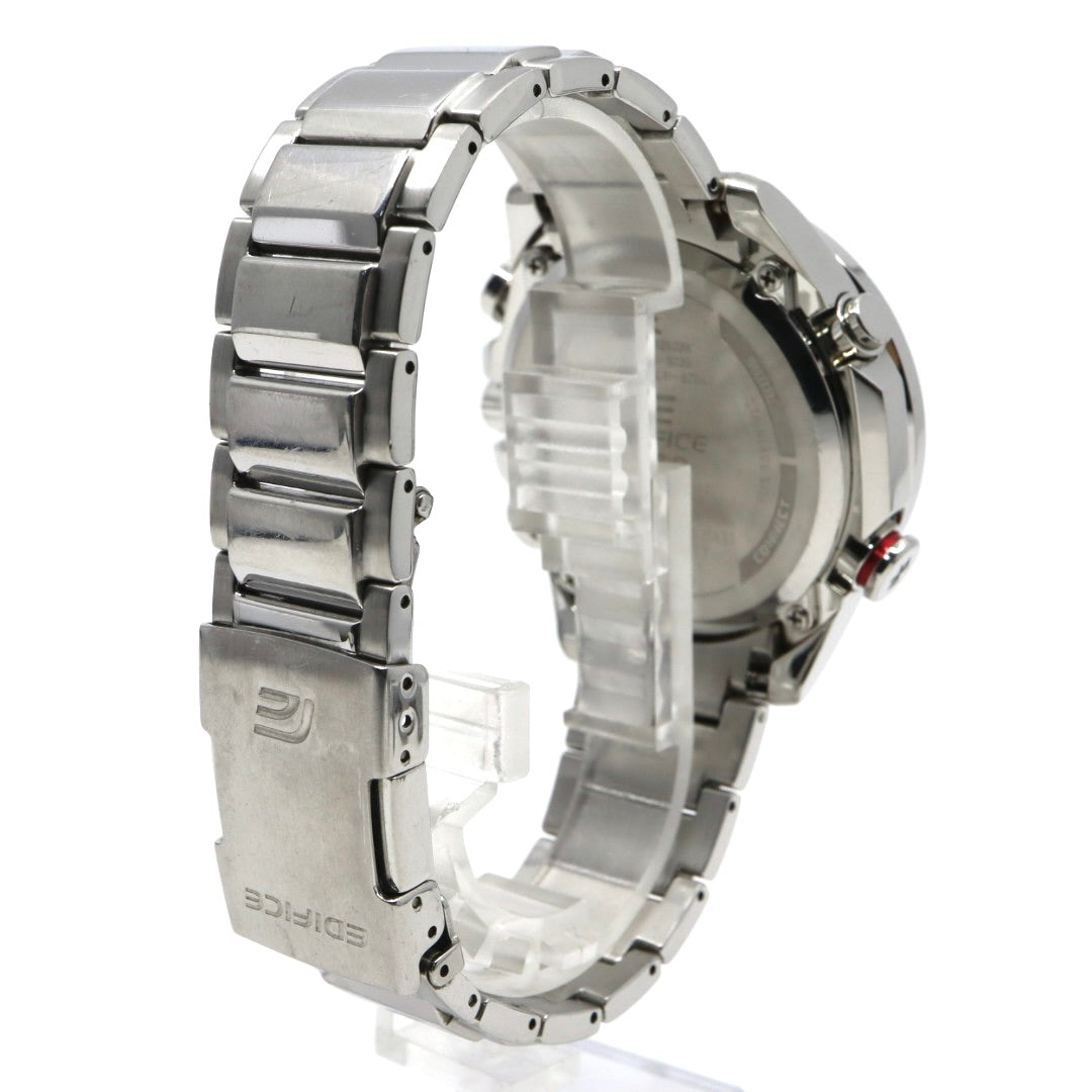 【稼働品】カシオ CASIO エディフィス EDIFICE EQB-501 タフソーラー Bluetooth搭載 モバイルリンク クロノグラフ ホワイト文字盤 シルバー ステンレス メンズ 腕時計 アナログ デュアルタイム 多機能 スポーティ ビジネス G7
