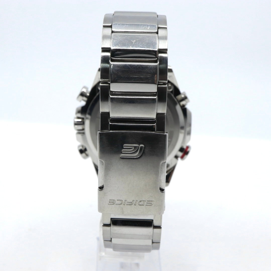 【稼働品】カシオ CASIO エディフィス EDIFICE EQB-501 タフソーラー Bluetooth搭載 モバイルリンク クロノグラフ ホワイト文字盤 シルバー ステンレス メンズ 腕時計 アナログ デュアルタイム 多機能 スポーティ ビジネス G7